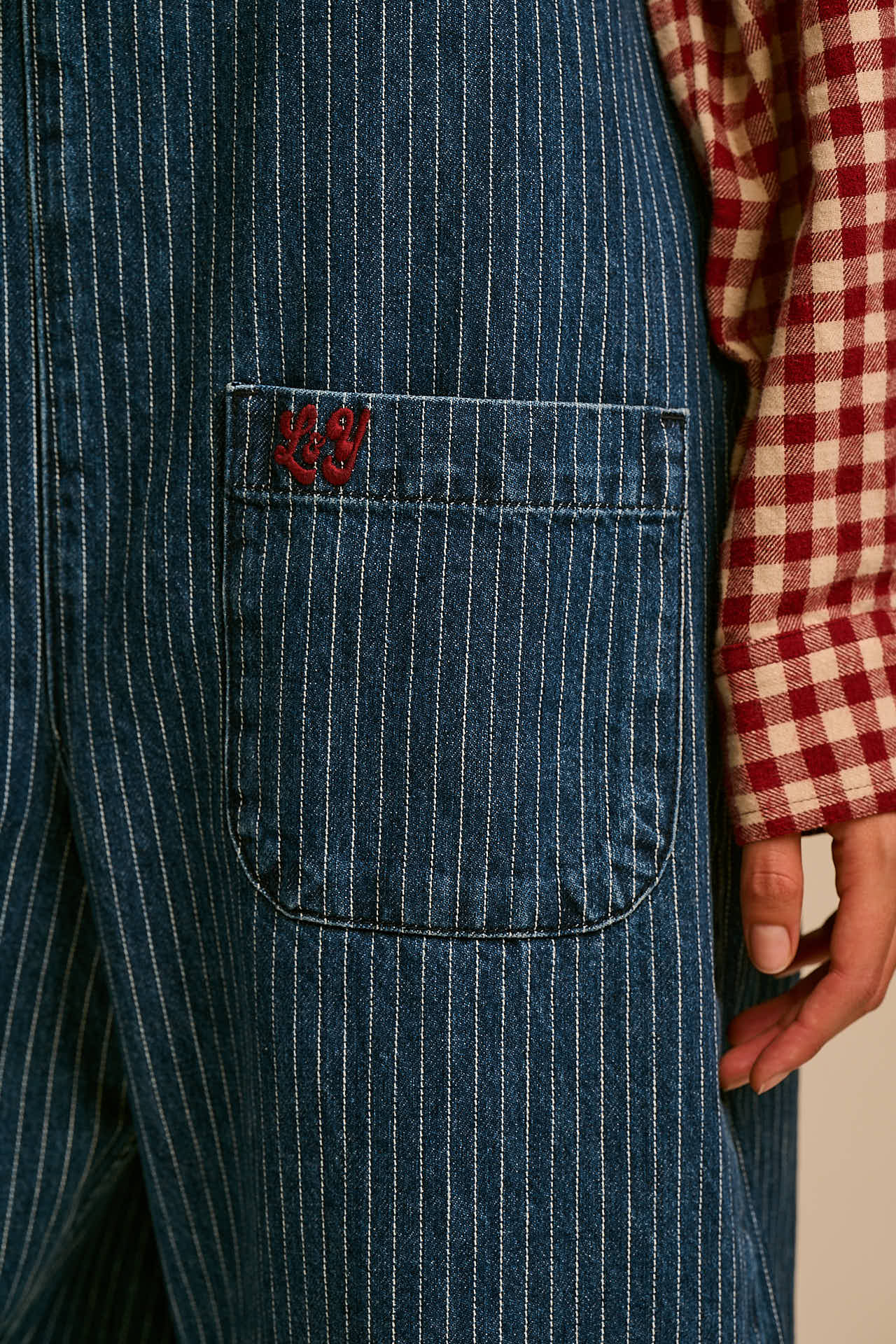 Ara - Denim Dungarees in Pinstripe