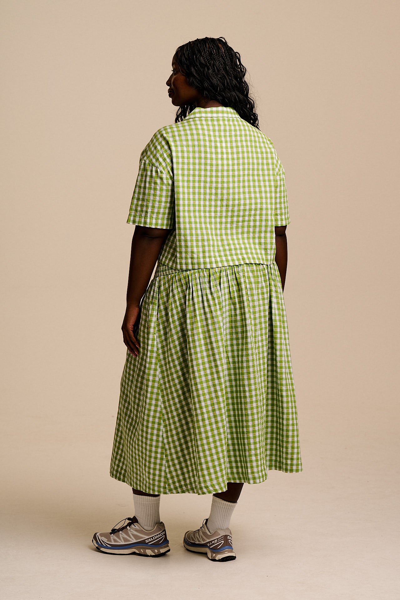 Alfie - Cotton Shirt in Green & White Tulip Gingham