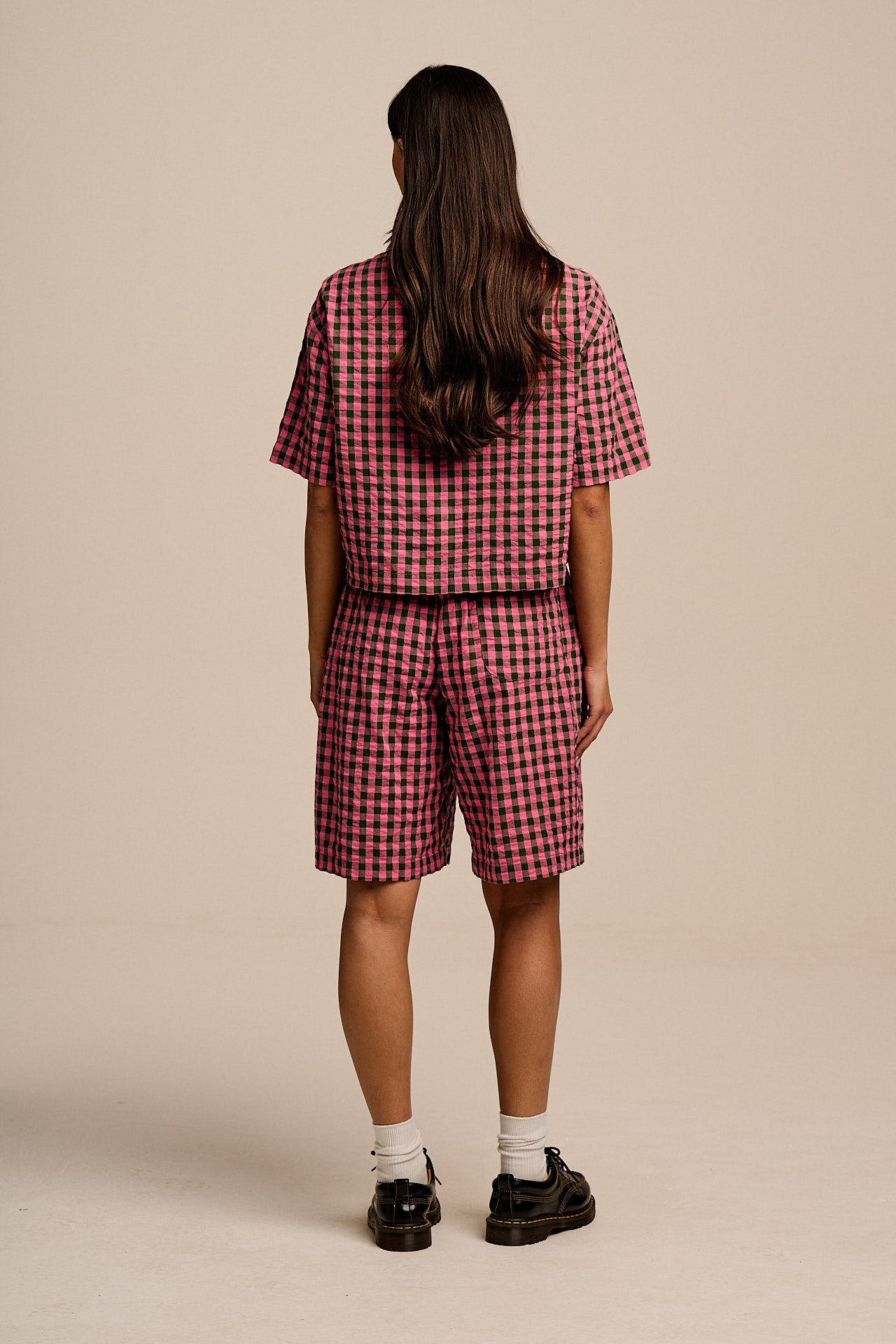 Madero - Cotton Shorts in Pink & Green Gingham
