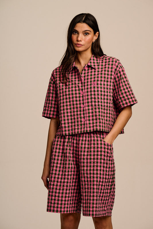 Madero - Cotton Shorts in Pink & Green Gingham