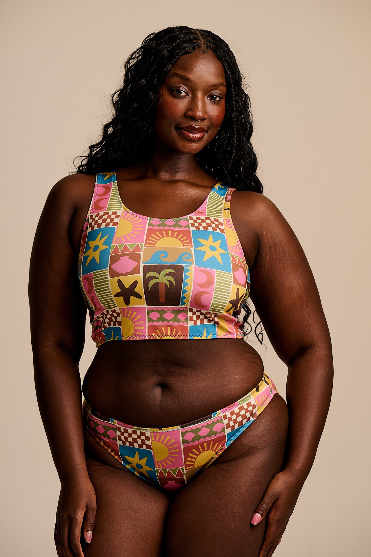 Aria - Low Rise Bikini Bottoms in Coastal Tile