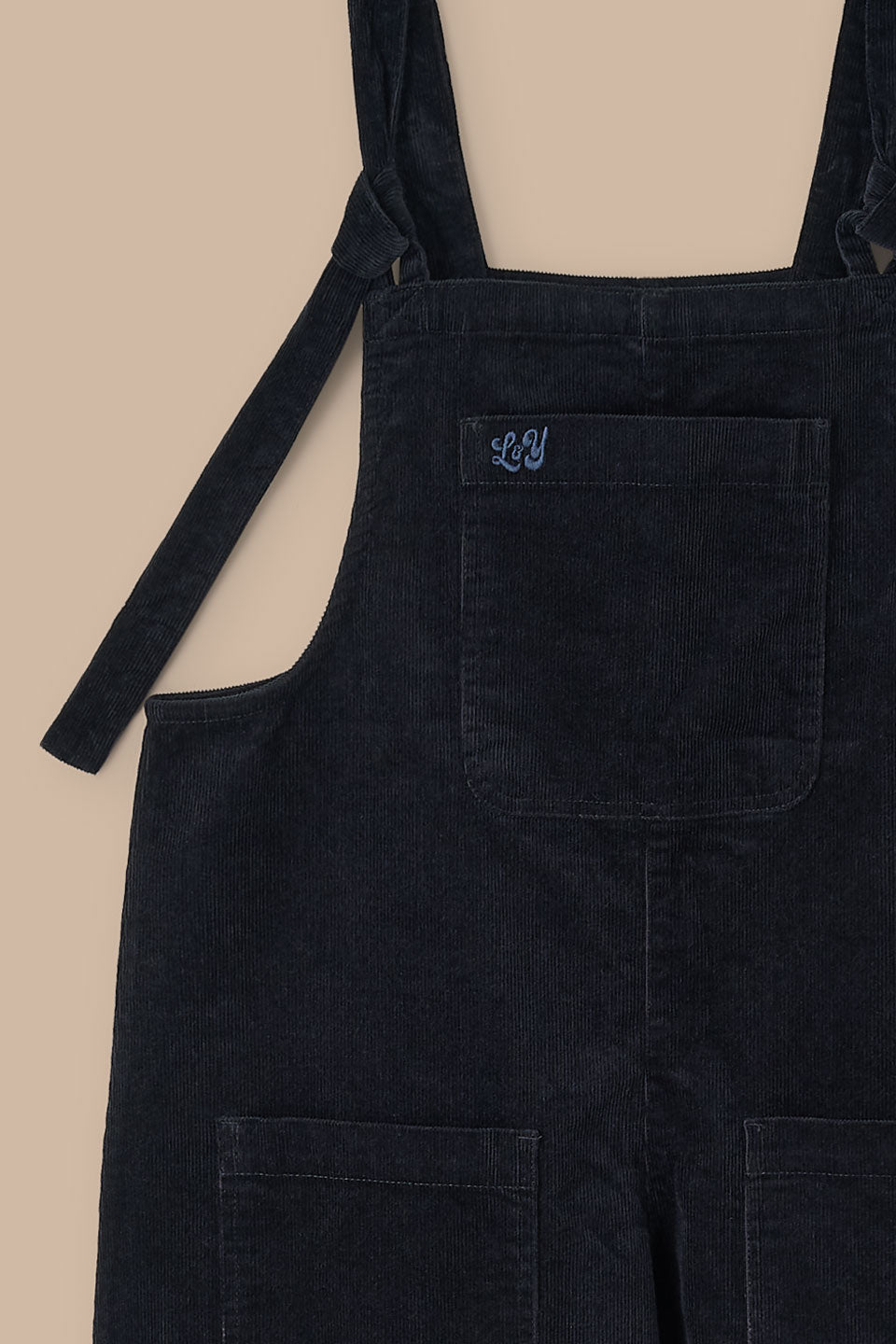 Arlo - Cord Wide Leg Dungaree in Black