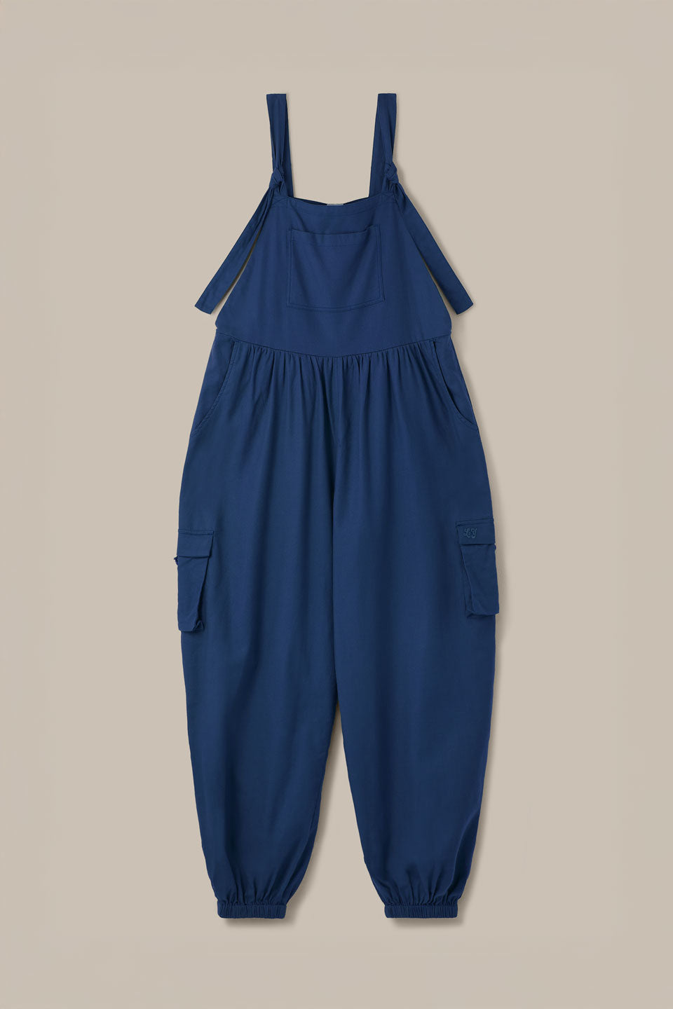 Miyada - Brushed Cotton Balloon Leg Dungarees in Navy