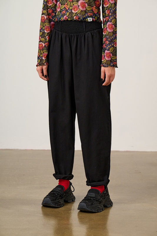Alexa - Cotton Trousers in Black
