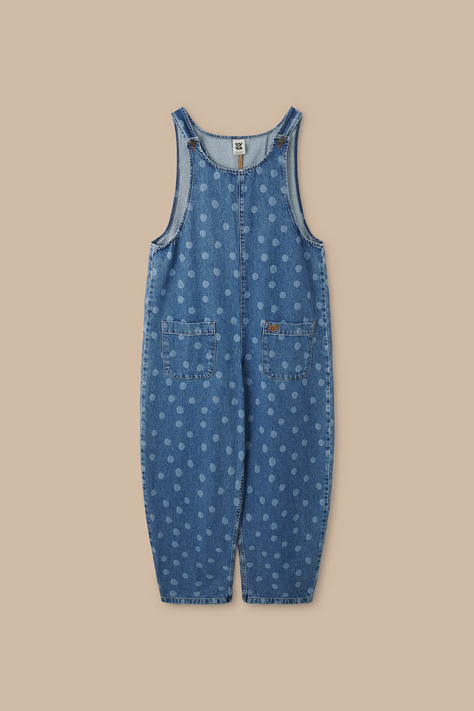 IMPERFECT - Ara  - Denim Dungaree in Midwash Polka Dot