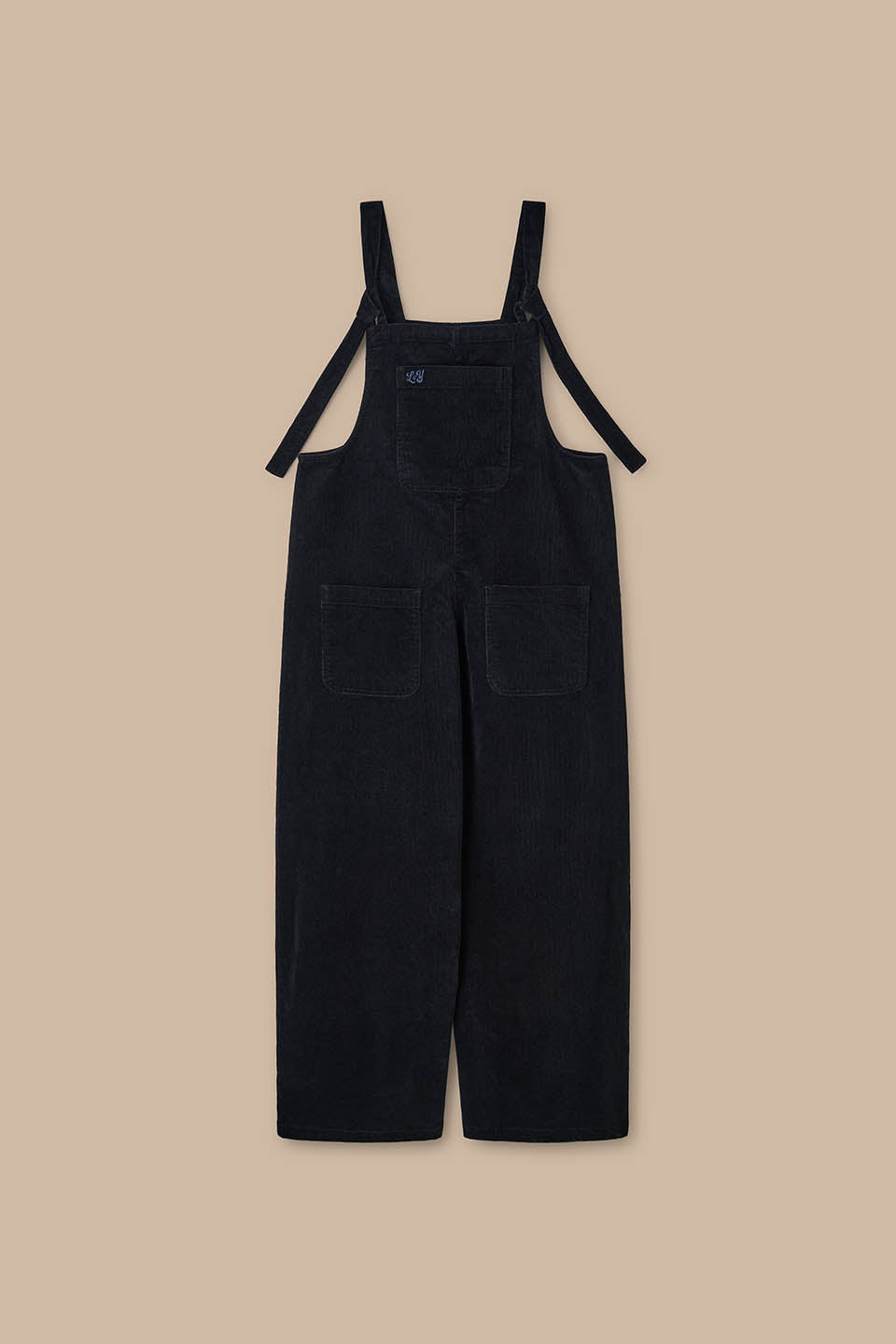 Arlo - Cord Wide Leg Dungaree in Black