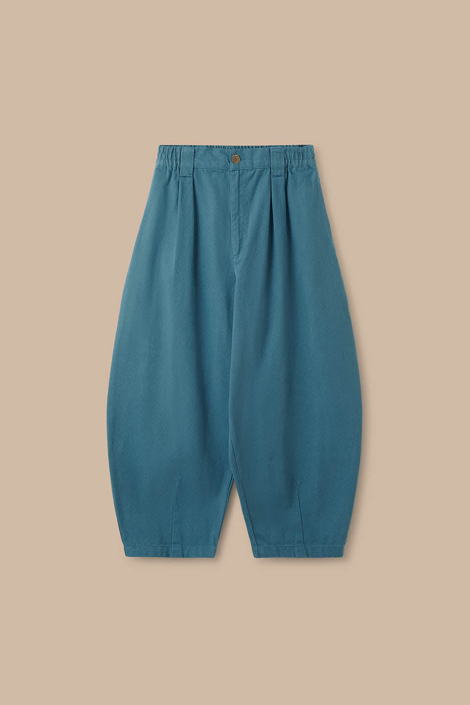 Ashby - Cotton Barrel Leg Trousers in Teal