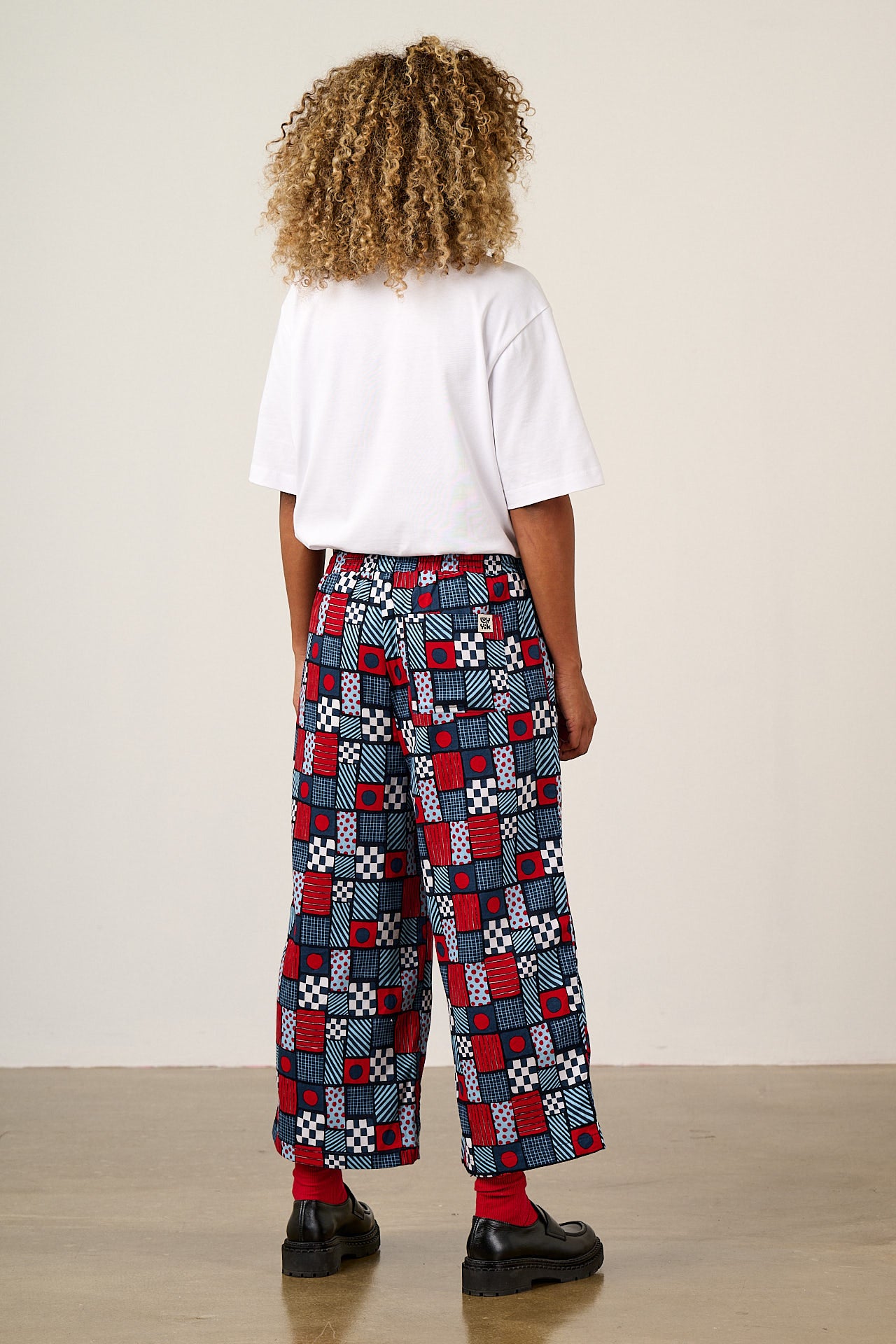 Chuck - Organic Cotton Wide Leg Trousers in Ahoy There Squares