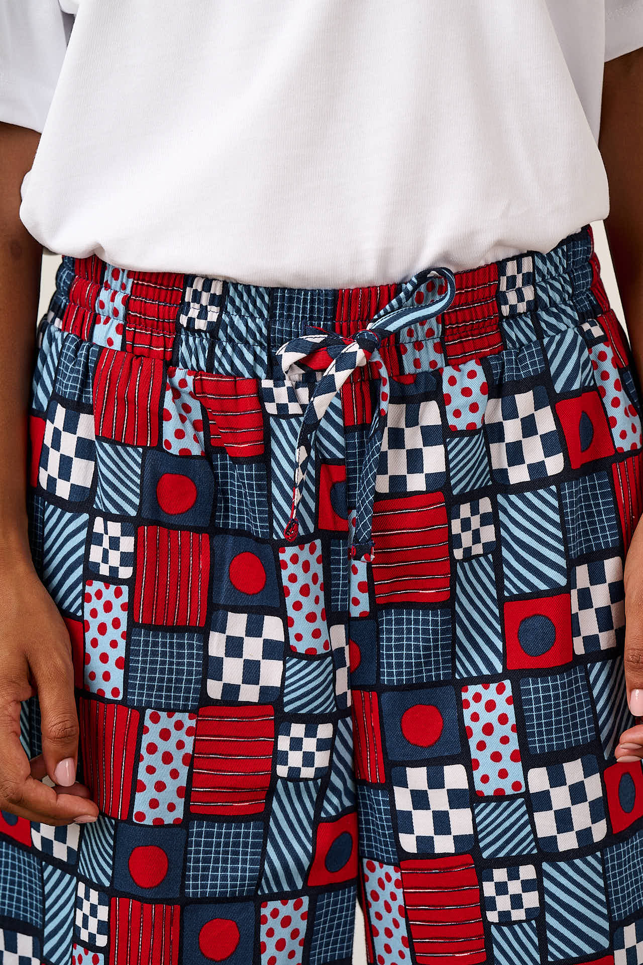 Chuck - Organic Cotton Wide Leg Trousers in Ahoy There Squares