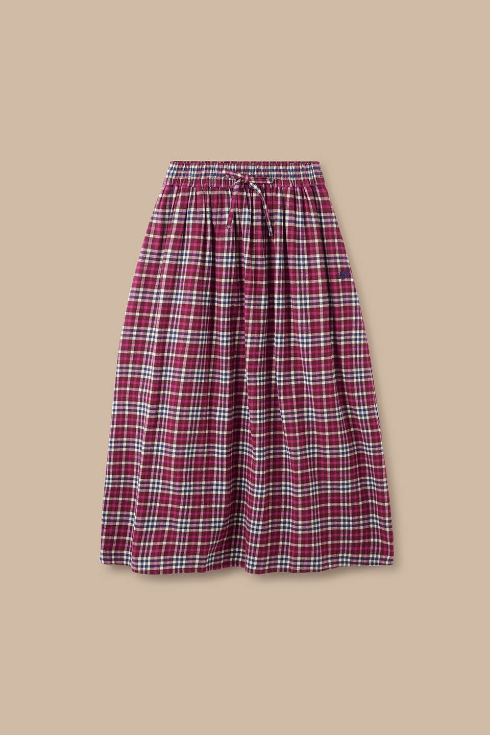 Clara - Brushed Cotton Midi Skirt in Red Ahoy Check