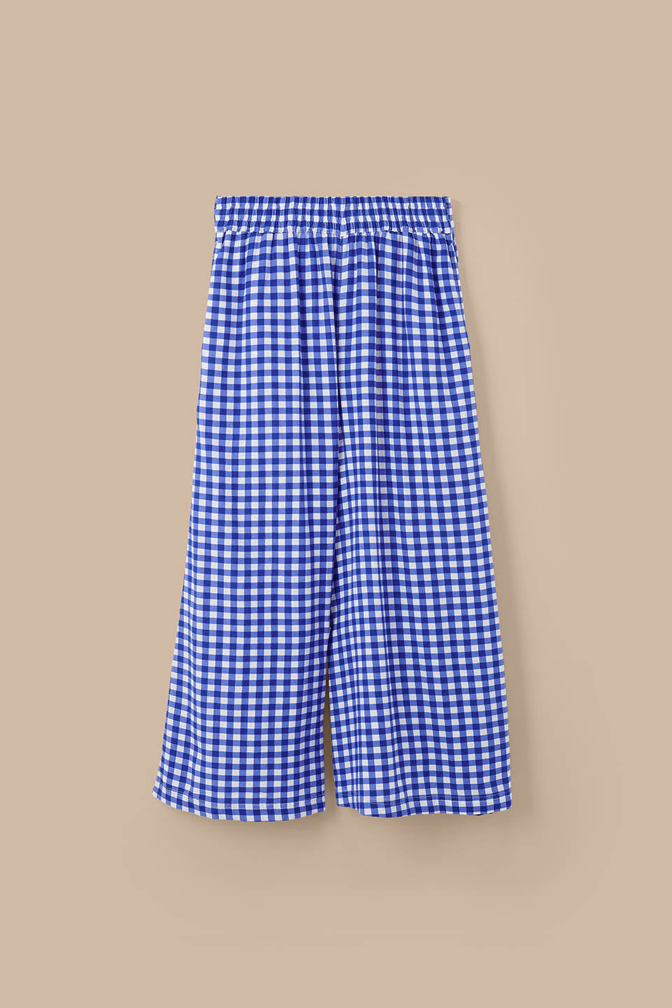Chase - Viscose Culotte Trousers in Blue Check