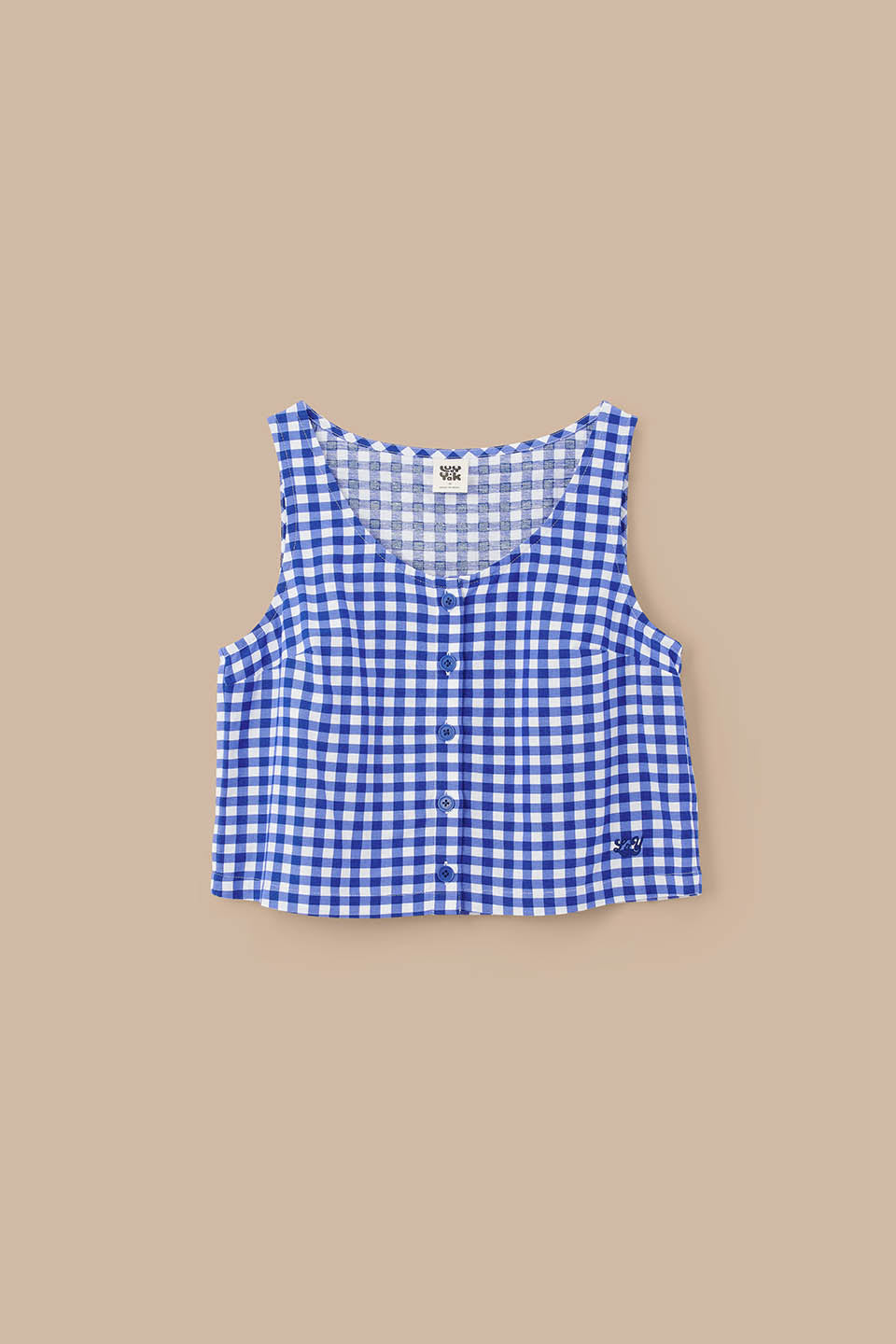 Etoile - Cotton Button Up Tank in Blue Check