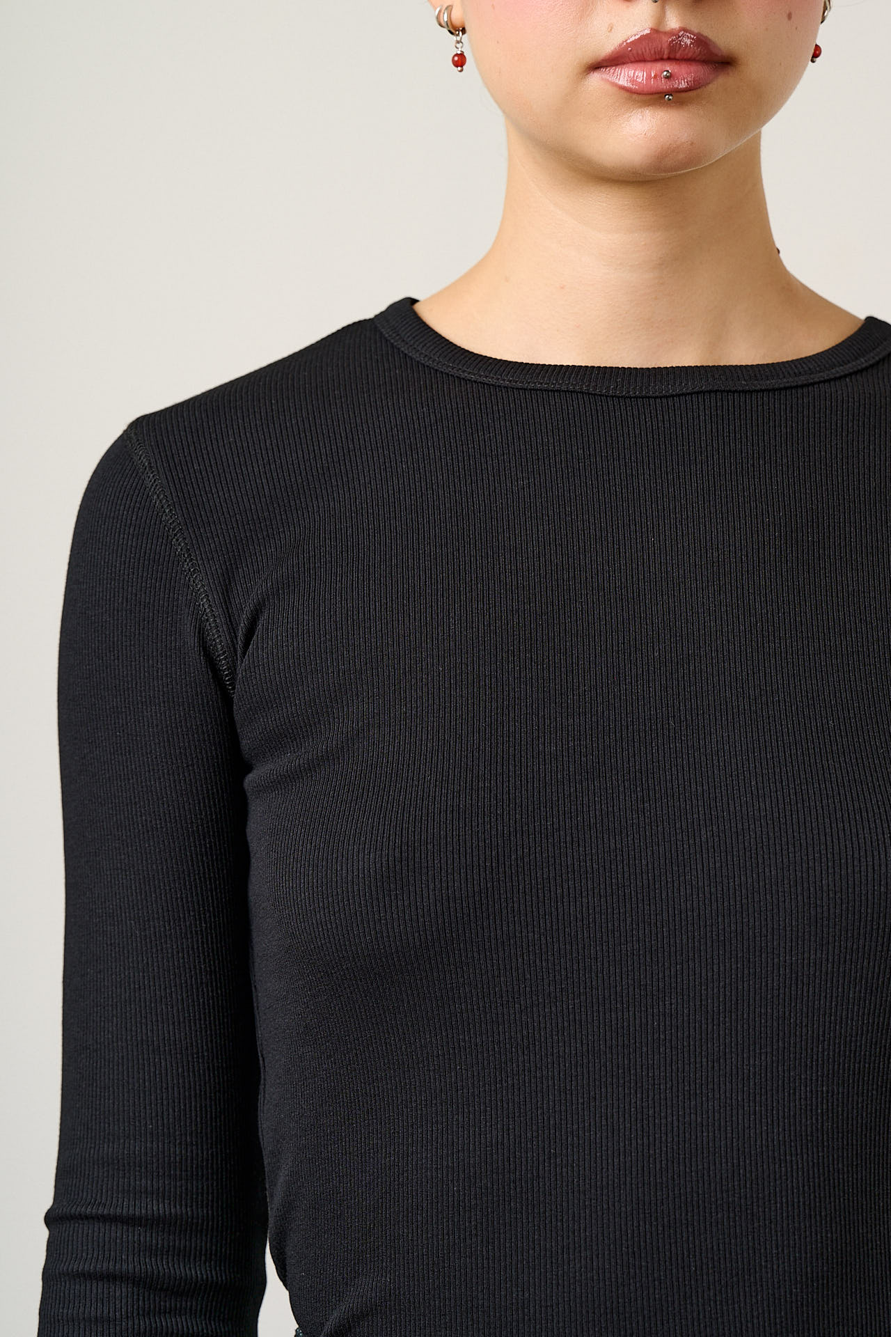 Grayson - Long Sleeve Cotton Jersey Top in Black