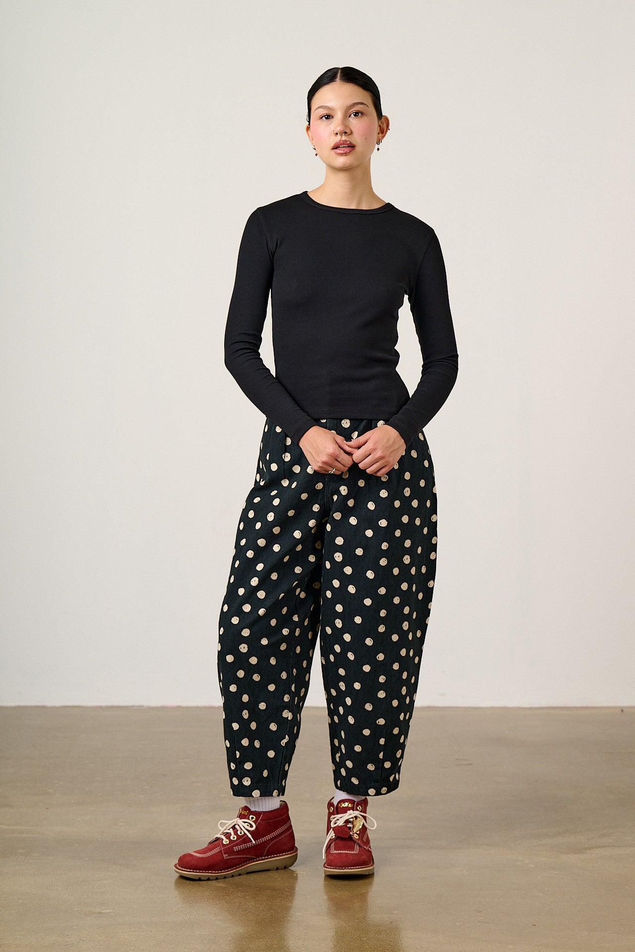 Grayson - Long Sleeve Cotton Jersey Top in Black