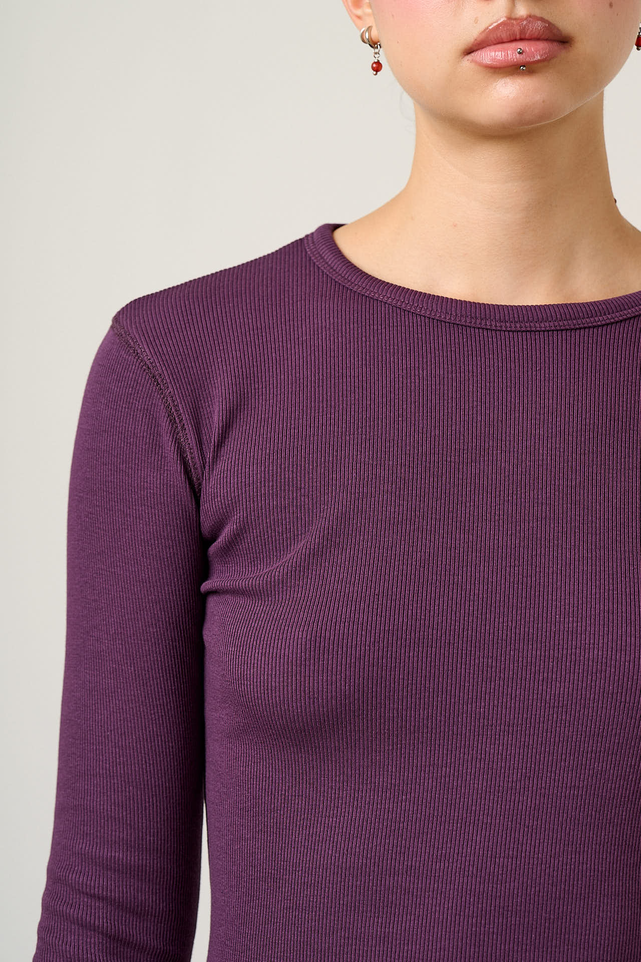Grayson - Long Sleeve Cotton Top in Pink