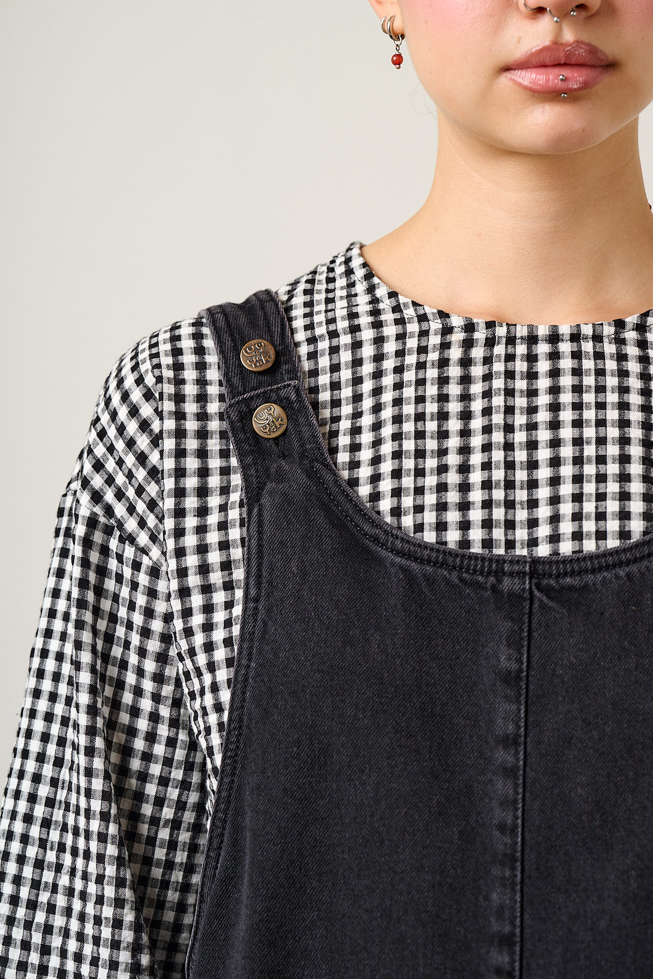 Layla - Mini Denim Dress in Washed Black