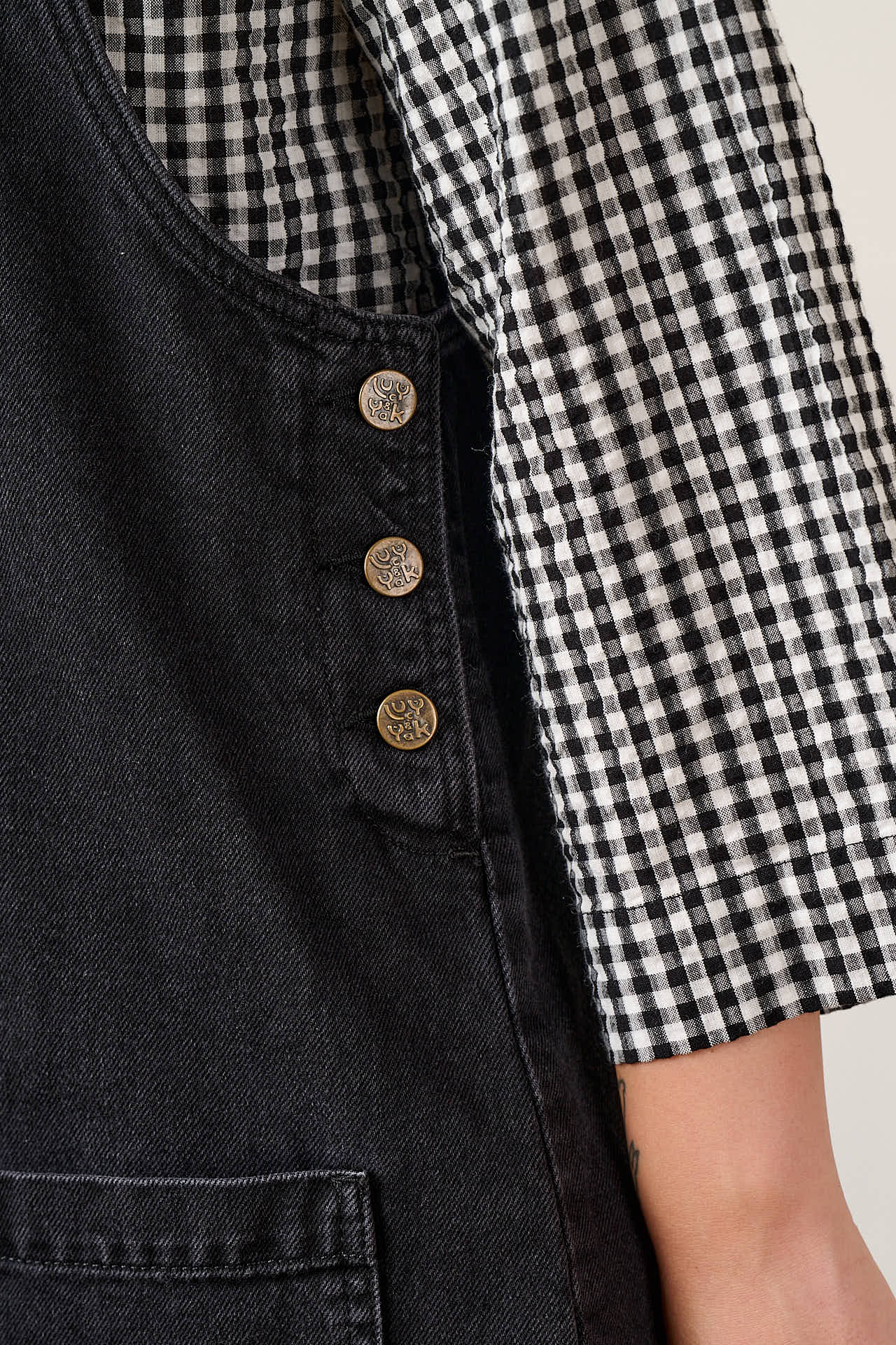 Layla - Mini Denim Dress in Washed Black