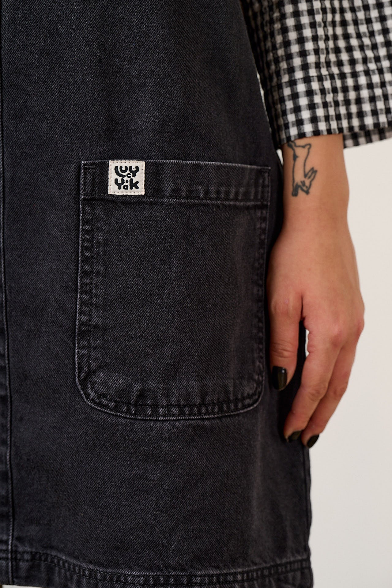 Layla - Mini Denim Dress in Washed Black