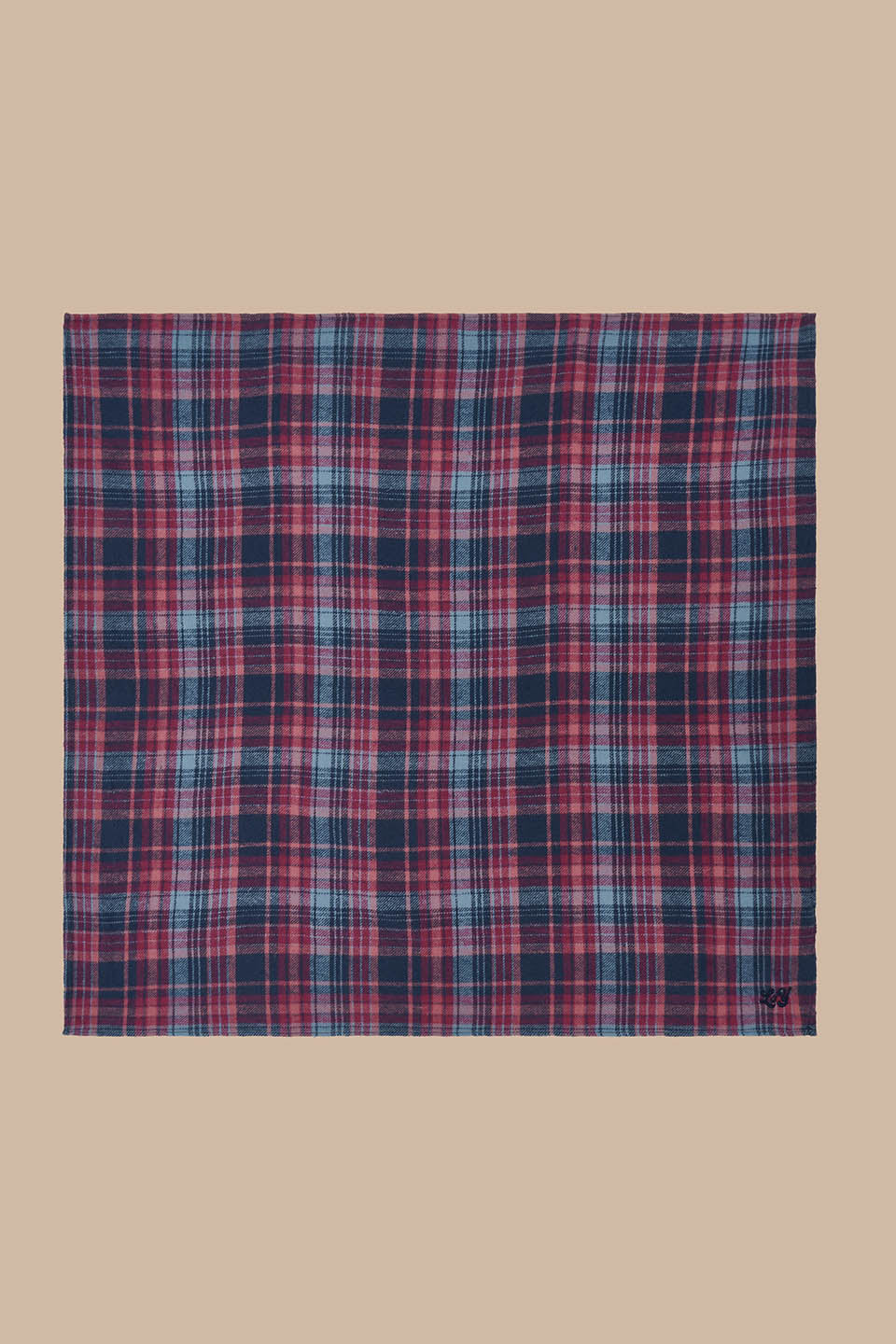 Lottie - Neck Scarf in Blue and Burgundy Check