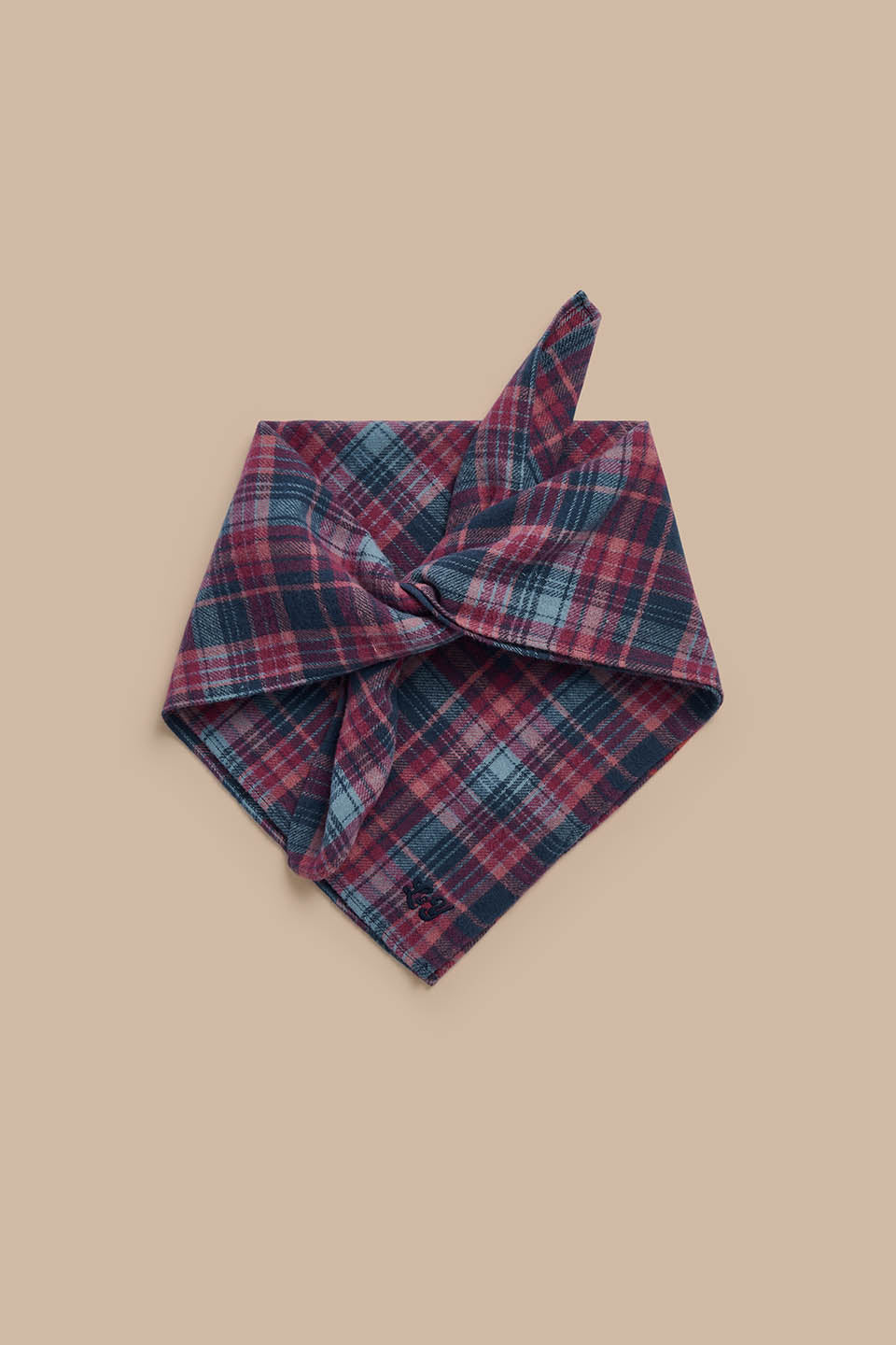 Lottie - Neck Scarf in Blue and Burgundy Check