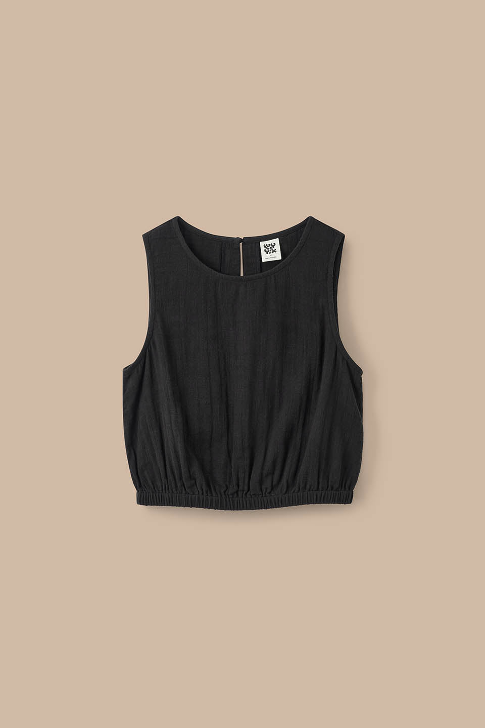 Lumi - Cotton Cropped Woven Top in Black