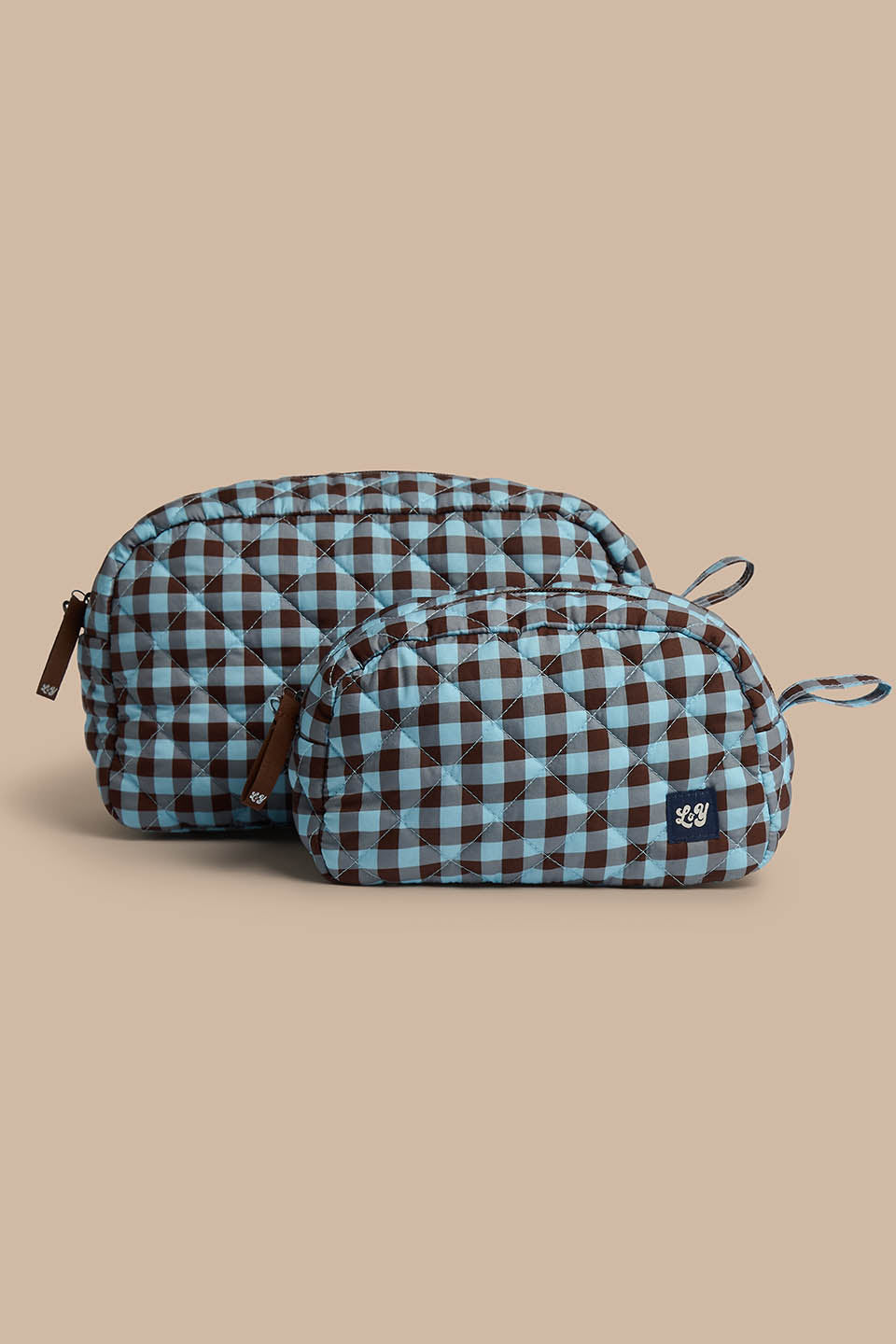Malina - Small Washbag in Blue and Brown Check