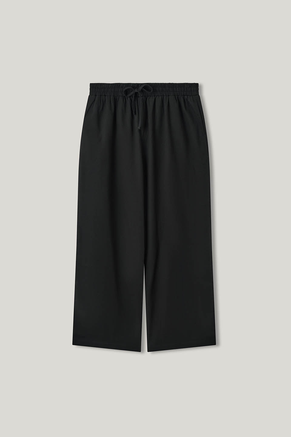 Norris - Wide Leg Cotton Trousers in Black