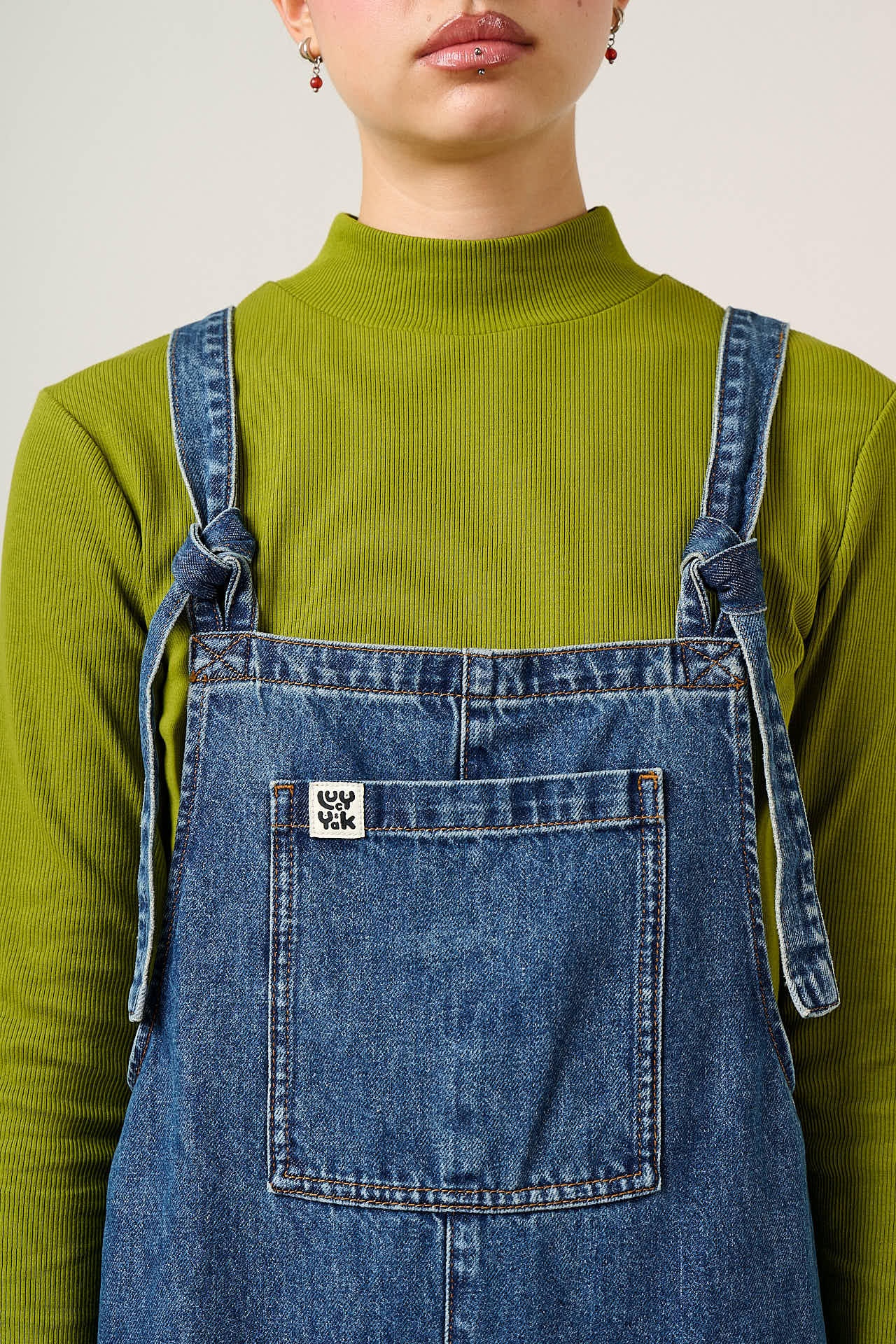 Original - Denim Dungarees in Mid Wash Blue