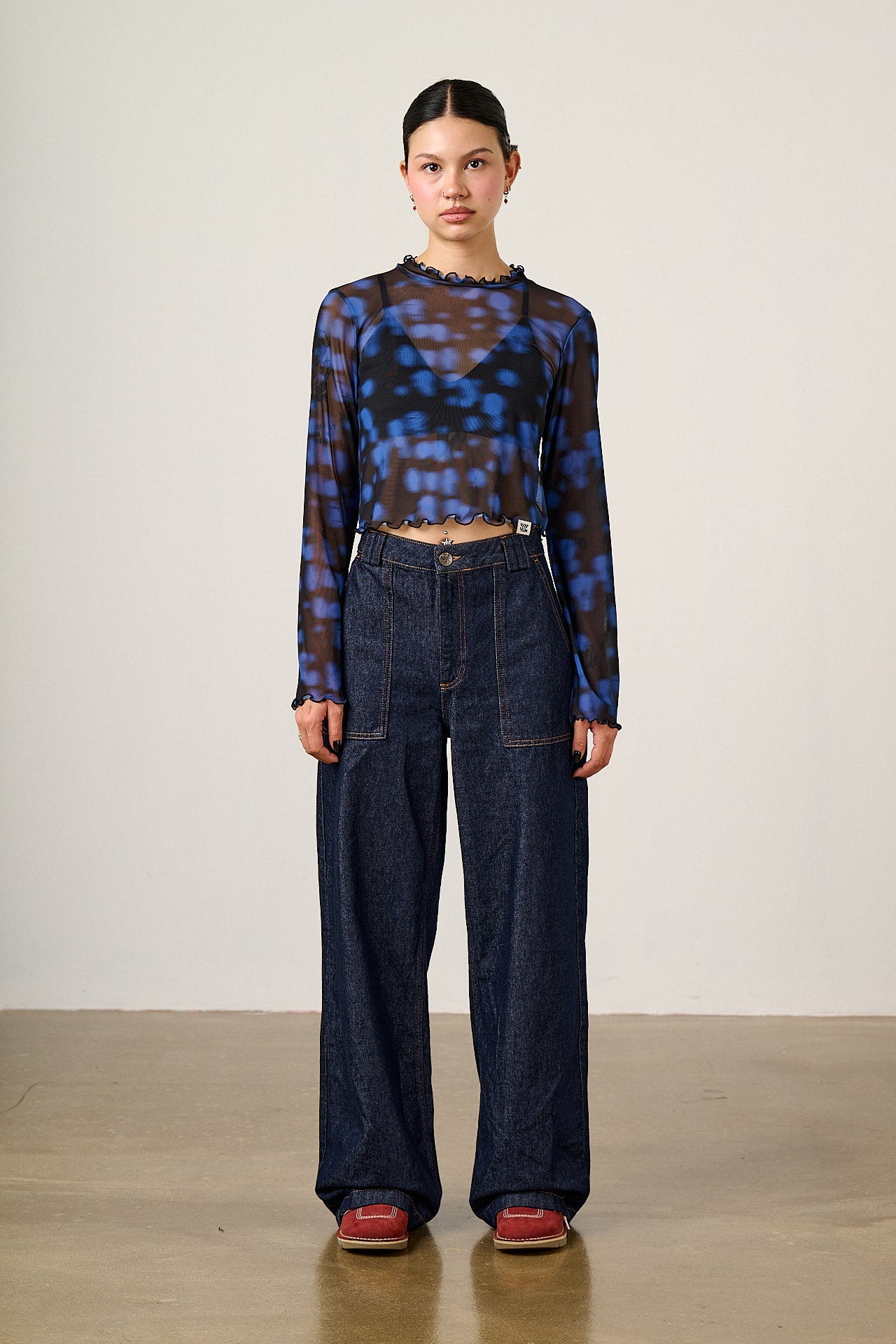 Perrie - Mesh Top in Blue Digital Blur
