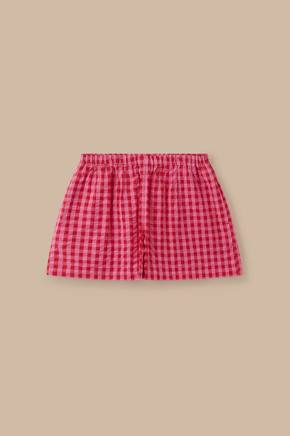 Popan - Cotton Shorts in Pink & Red Check