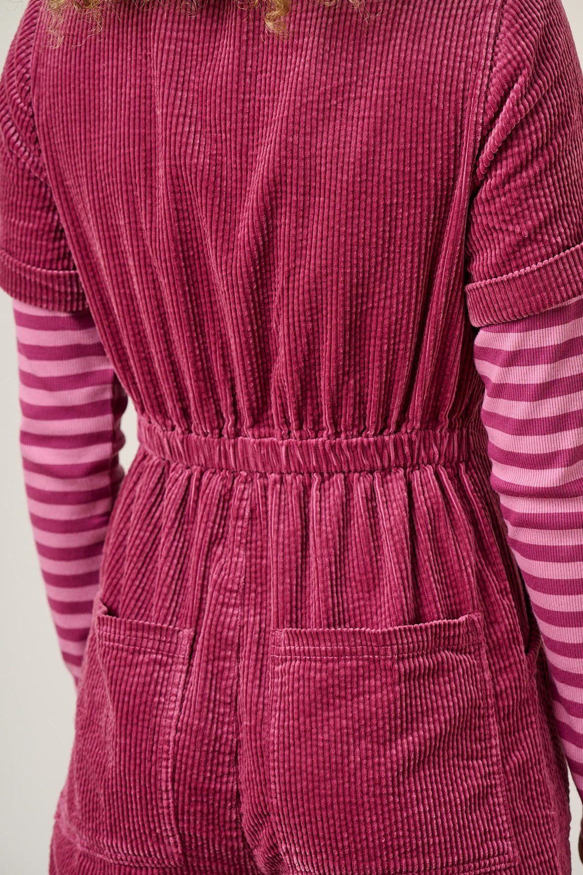 Ragan - Organic Cotton Cord Jumpsuit in Raspberry