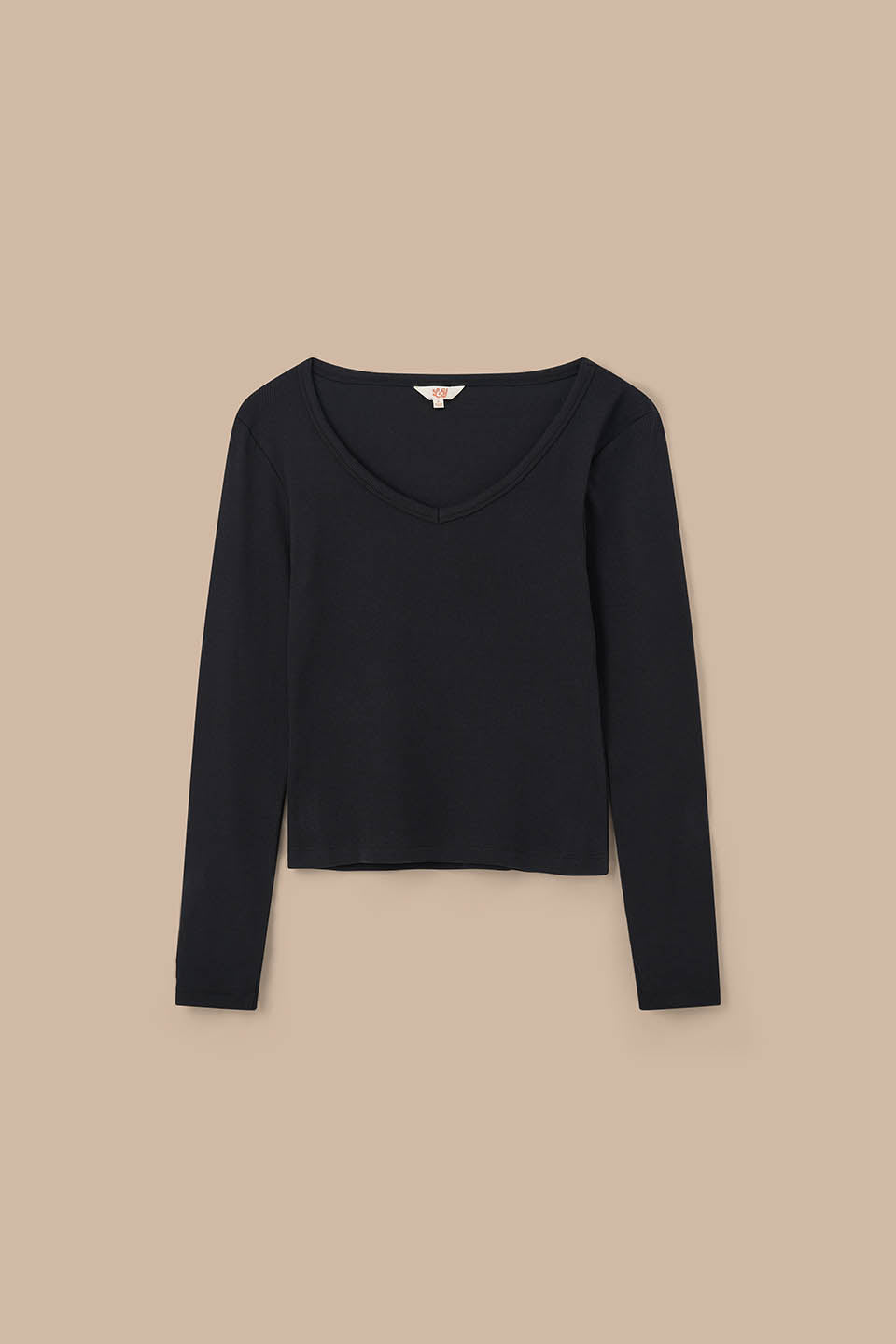 Shay - Cotton Ribbed V-Neck Top in Black