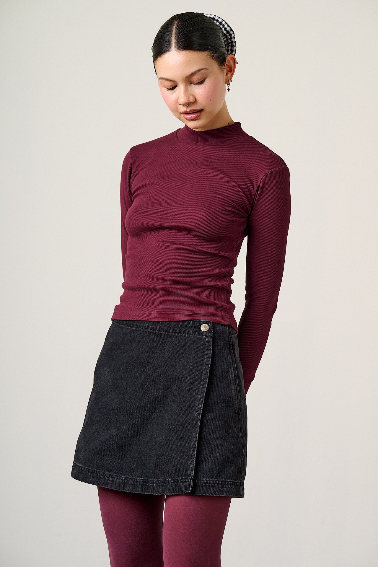 Veeda - Denim Skort in Black Wash Denim