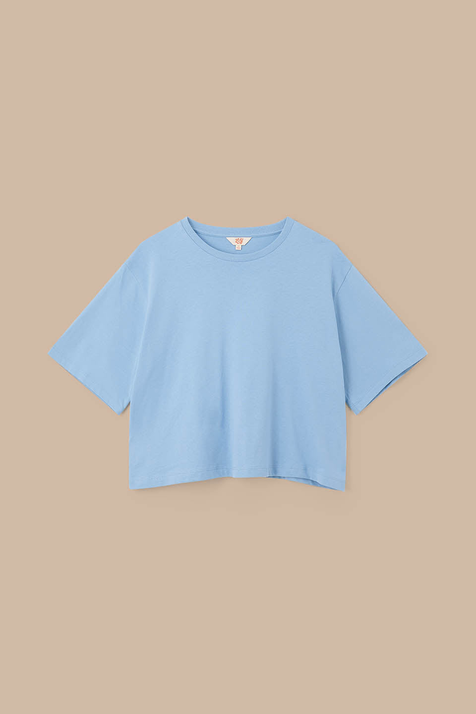 Zayla - Cotton Cropped Boxy T-Shirt in Dusky Blue