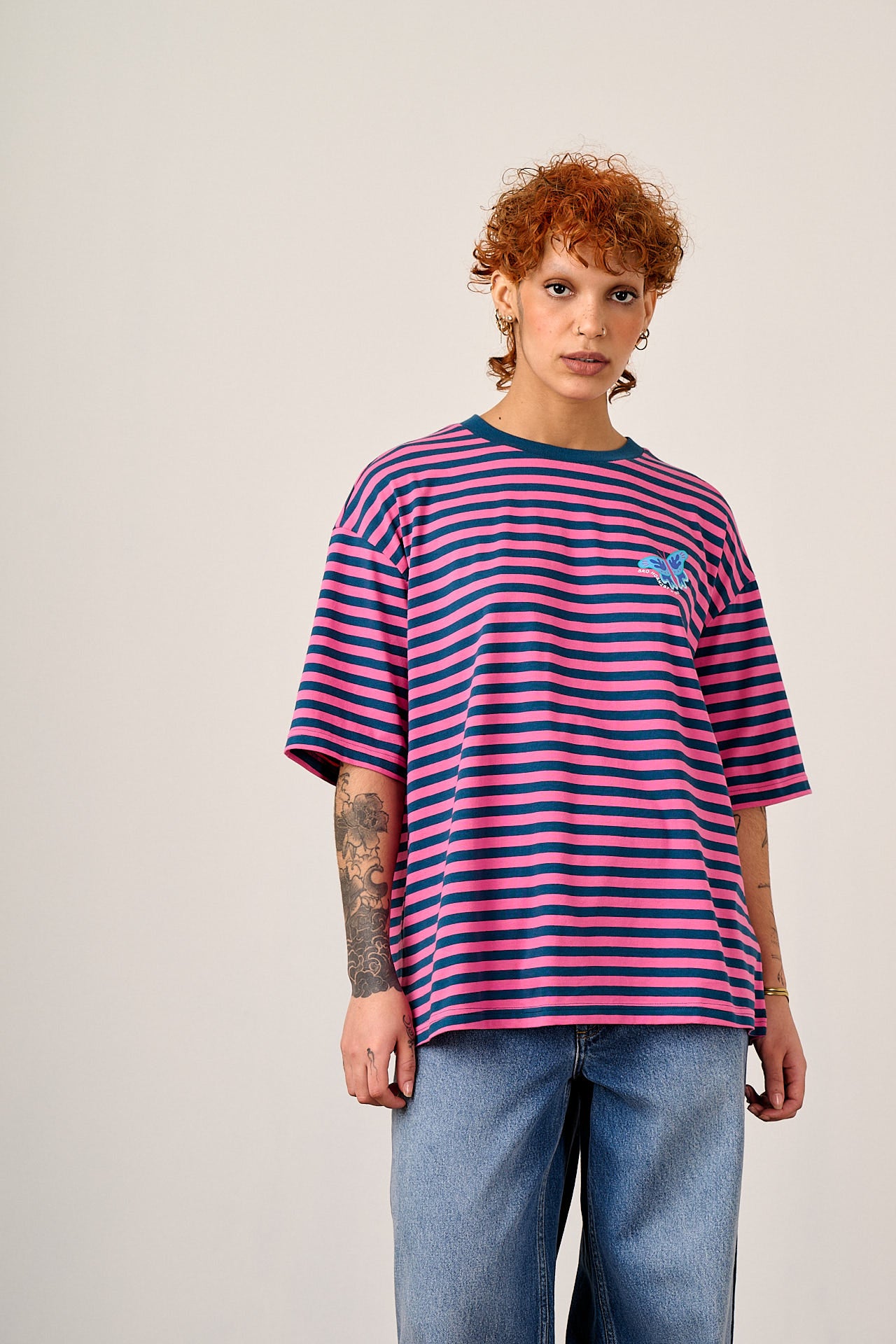 L.E Benny - Oversized Cotton T-Shirt in Brooke Hornsby & Yak Stripe