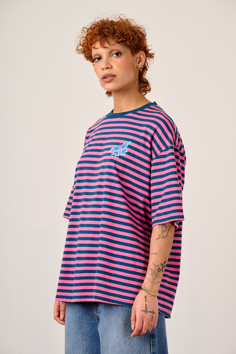 L.E Benny - Oversized Cotton T-Shirt in Brooke Hornsby & Yak Stripe