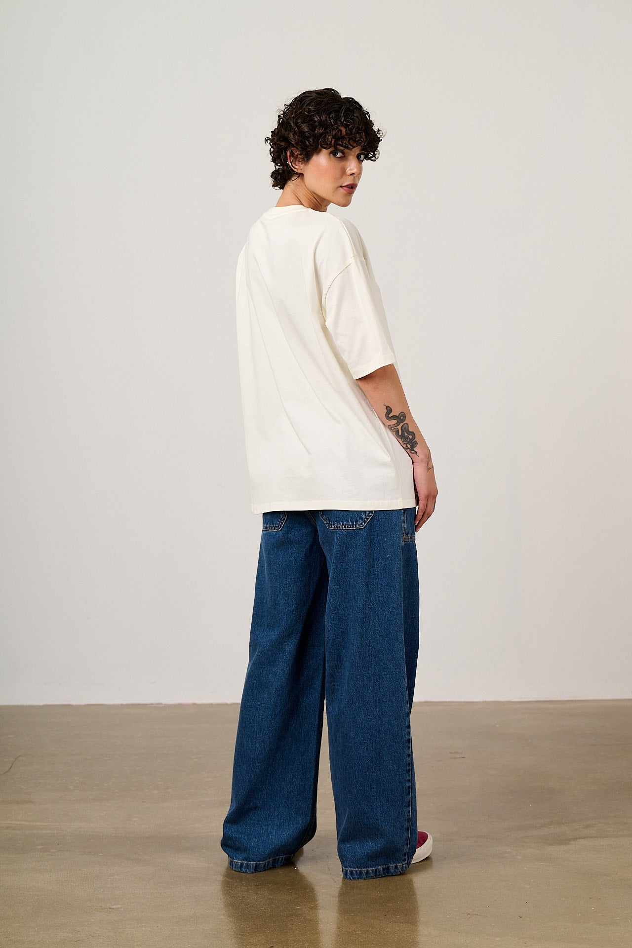 Benny - Oversized Cotton T-Shirt in Ecru Tiger