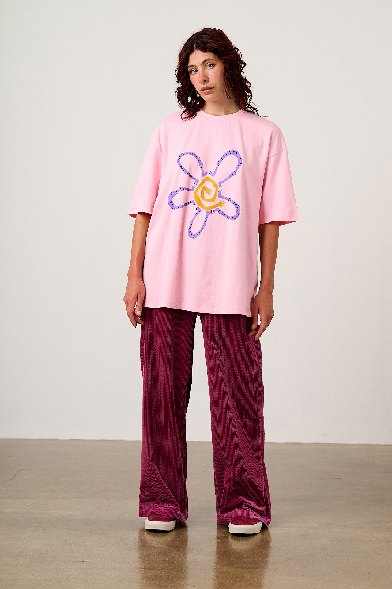 Benny - Oversized Cotton T-Shirt in Pin It Polly & Yak