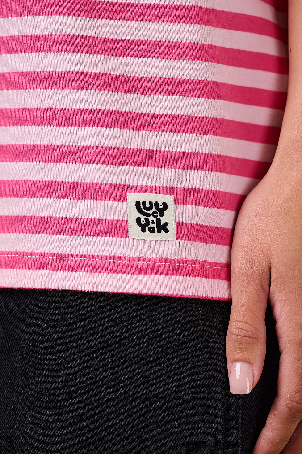 Benny - Oversized Cotton T-Shirt in Pink & Red Stripe