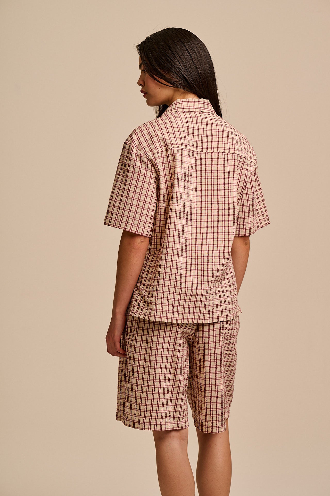 Cam - Cotton Shirt in Ecru Check