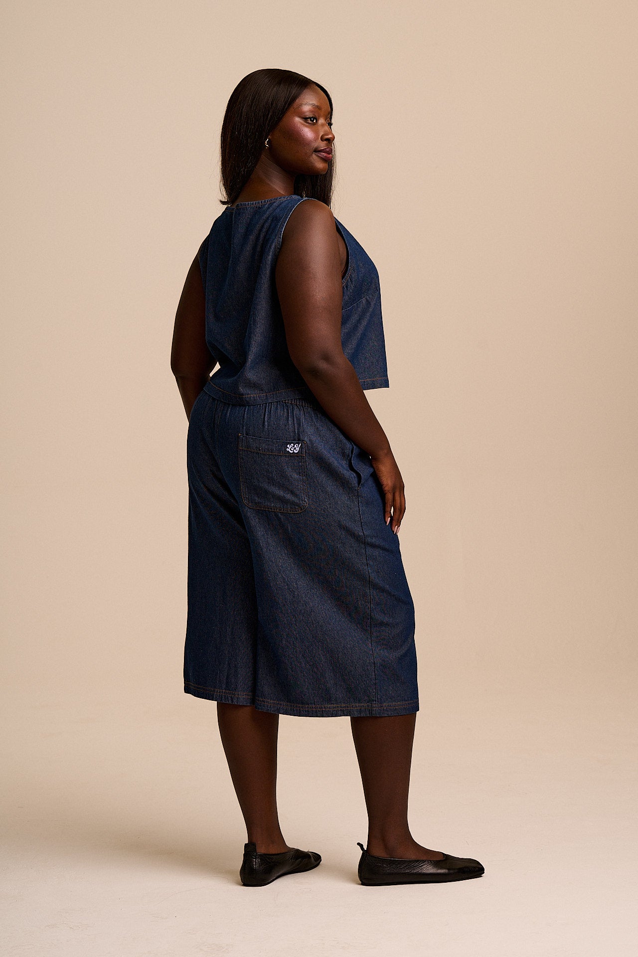 Carlos - Cotton Jort Shorts in Indigo Blue