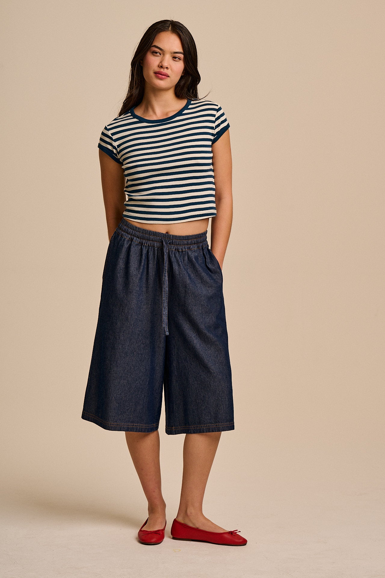 Carlos - Cotton Jort Shorts in Indigo Blue