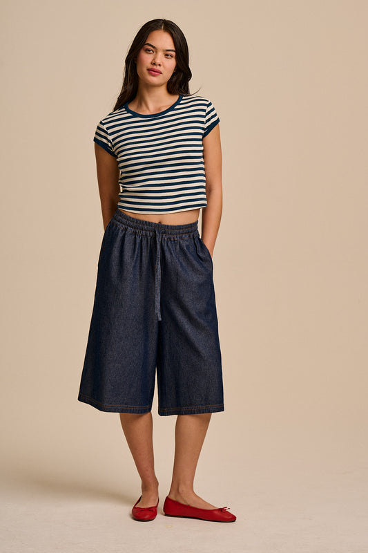 Carlos - Cotton Jort Shorts in Indigo Blue
