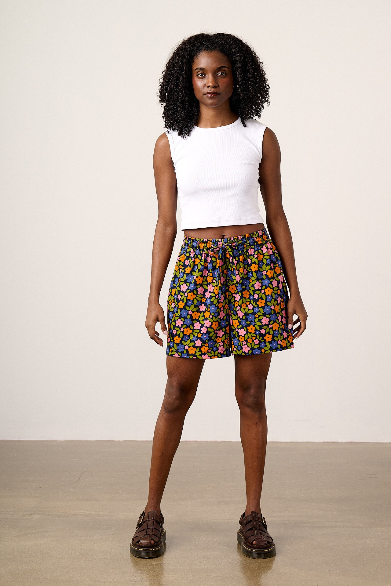 Charlie - Cotton Shorts in Navy Floral