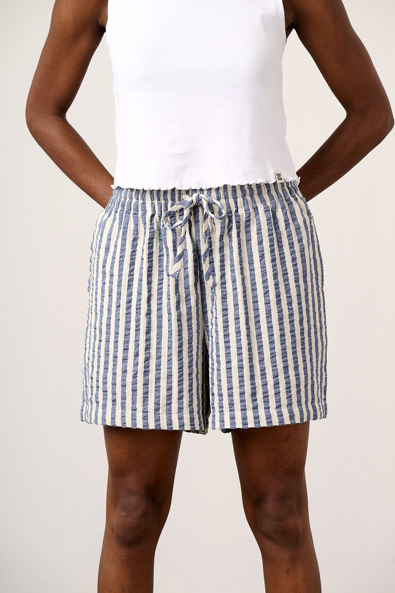 Charlie - Cotton Shorts in Navy Stripe