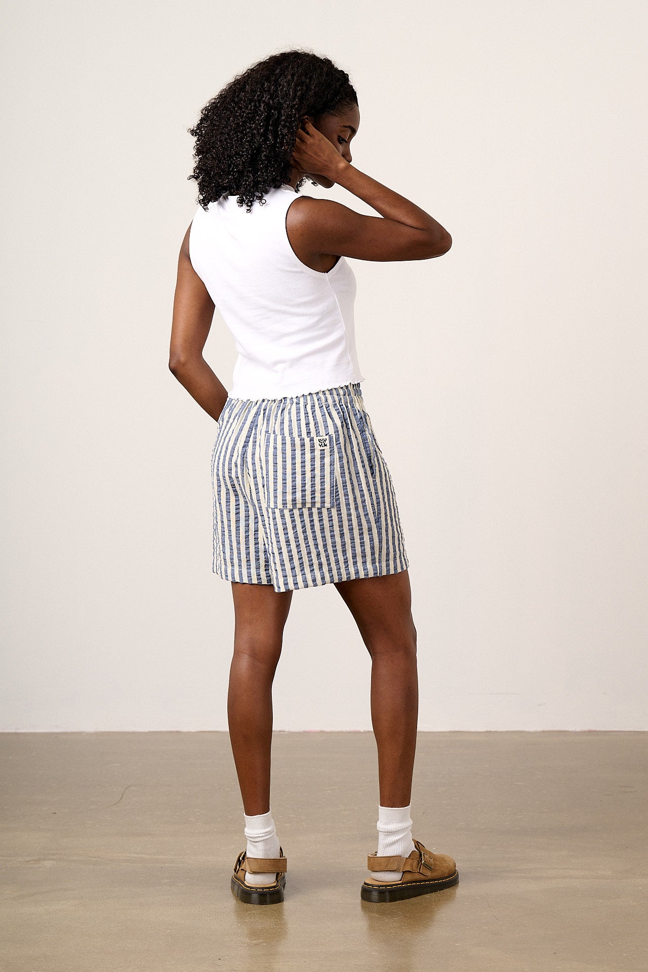 Charlie - Cotton Shorts in Navy Stripe