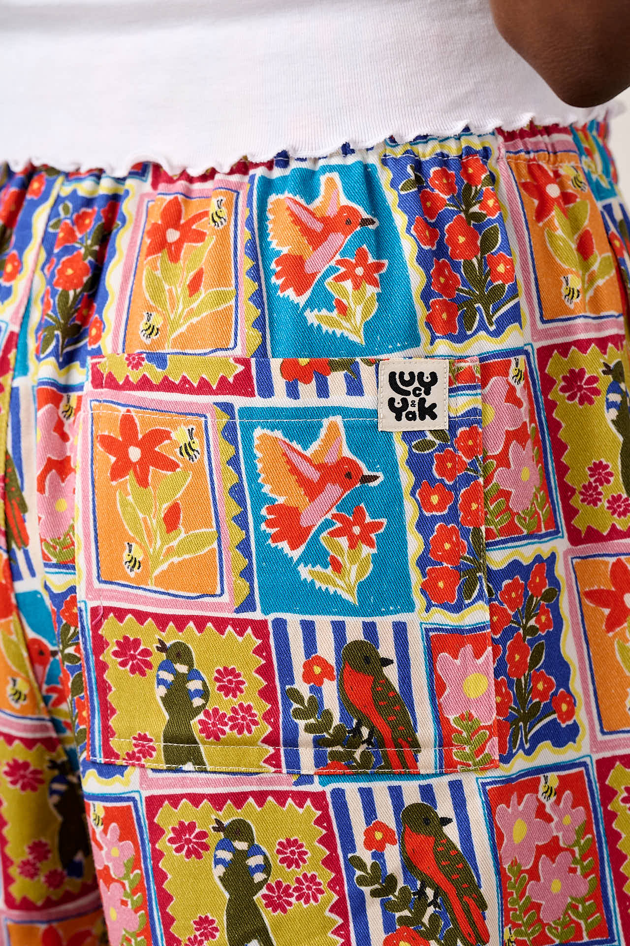 Charlie - Cotton Shorts in Birds & Flowers Square Tile