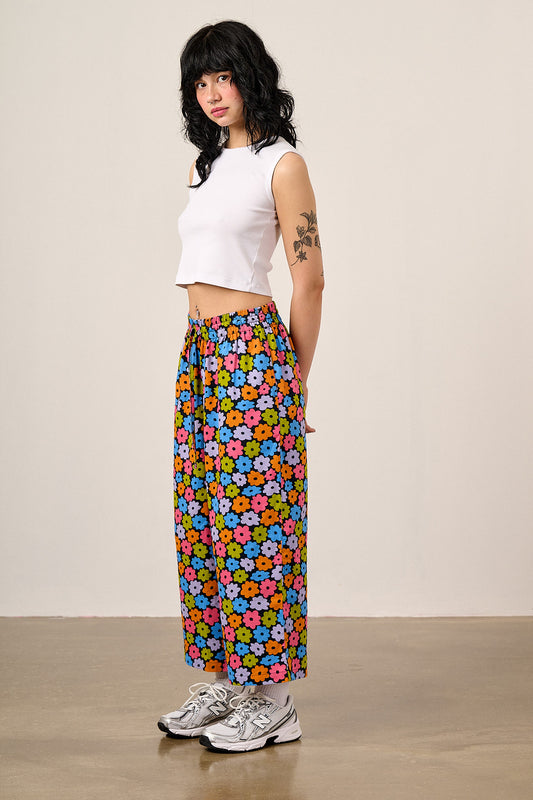 Chuck - Wide Leg Cotton Trousers in Balloon Floral