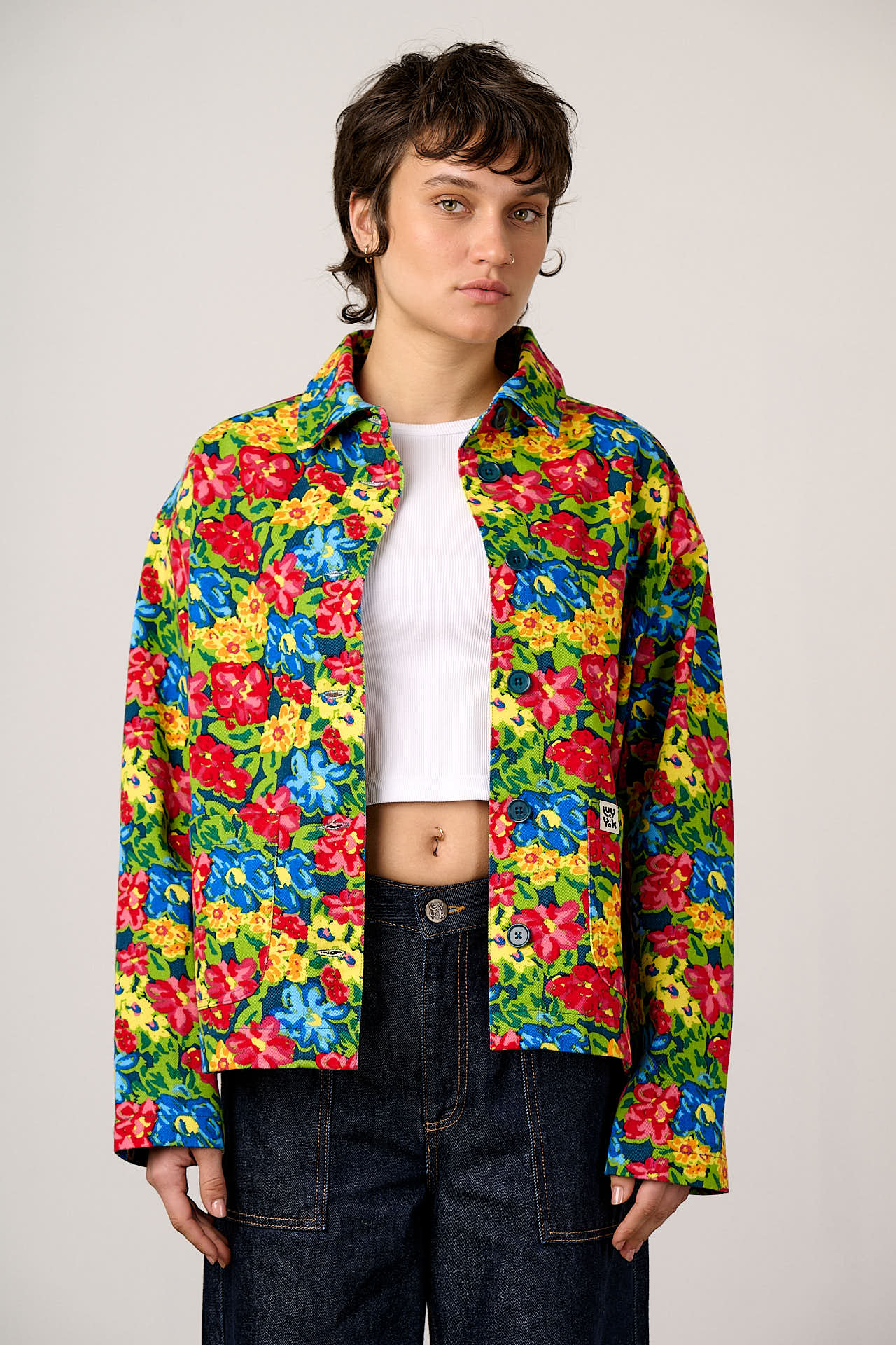 Connie - Cotton Jacket in 80s Scribbled Floral