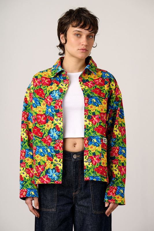 Connie - Cotton Jacket in 80s Scribbled Floral